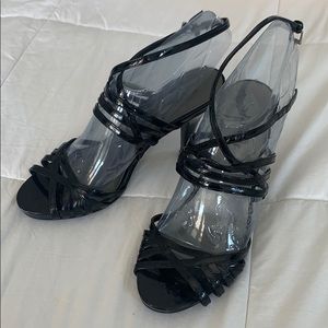 Black strappy high heel